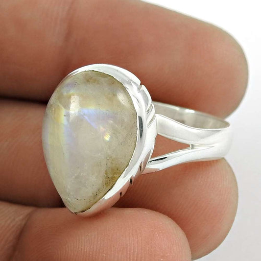 Gift For Women Cocktail Ethnic Ring Size 8 925 Silver Natural Moonstone U17