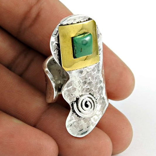 Woman Gift Cocktail Ring Size 6 925 Silver Natural Malachite Gemstone D14