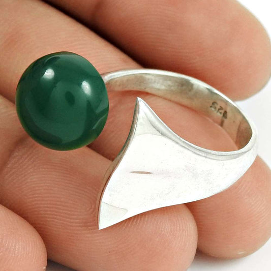 Christmas Gift 925 Silver Natural Onyx Gemstone Cocktail Snake Ring Size 8 E9