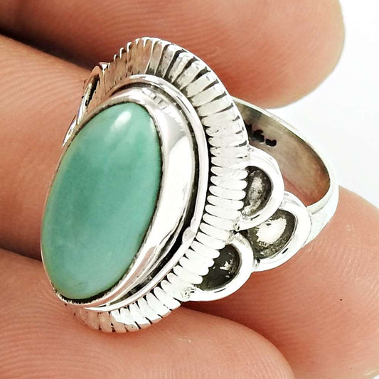 Natural Arizona Turquoise Gemstone Cocktail Vintage Ring Size 6 925 Silver L6