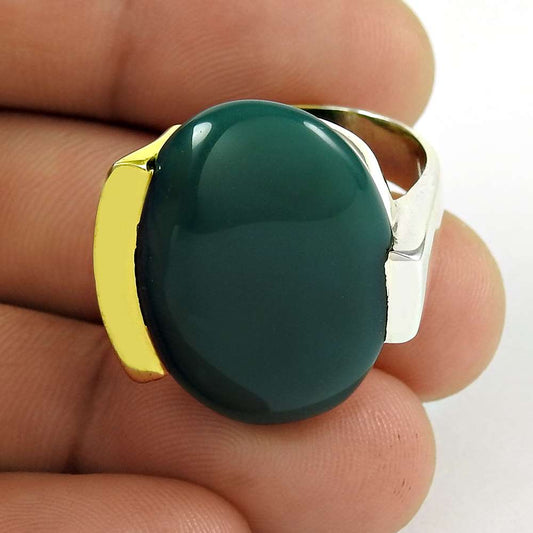 Woman Gift Natural Onyx Gemstone Ring Size 7.5 925 Sterling Silver L14