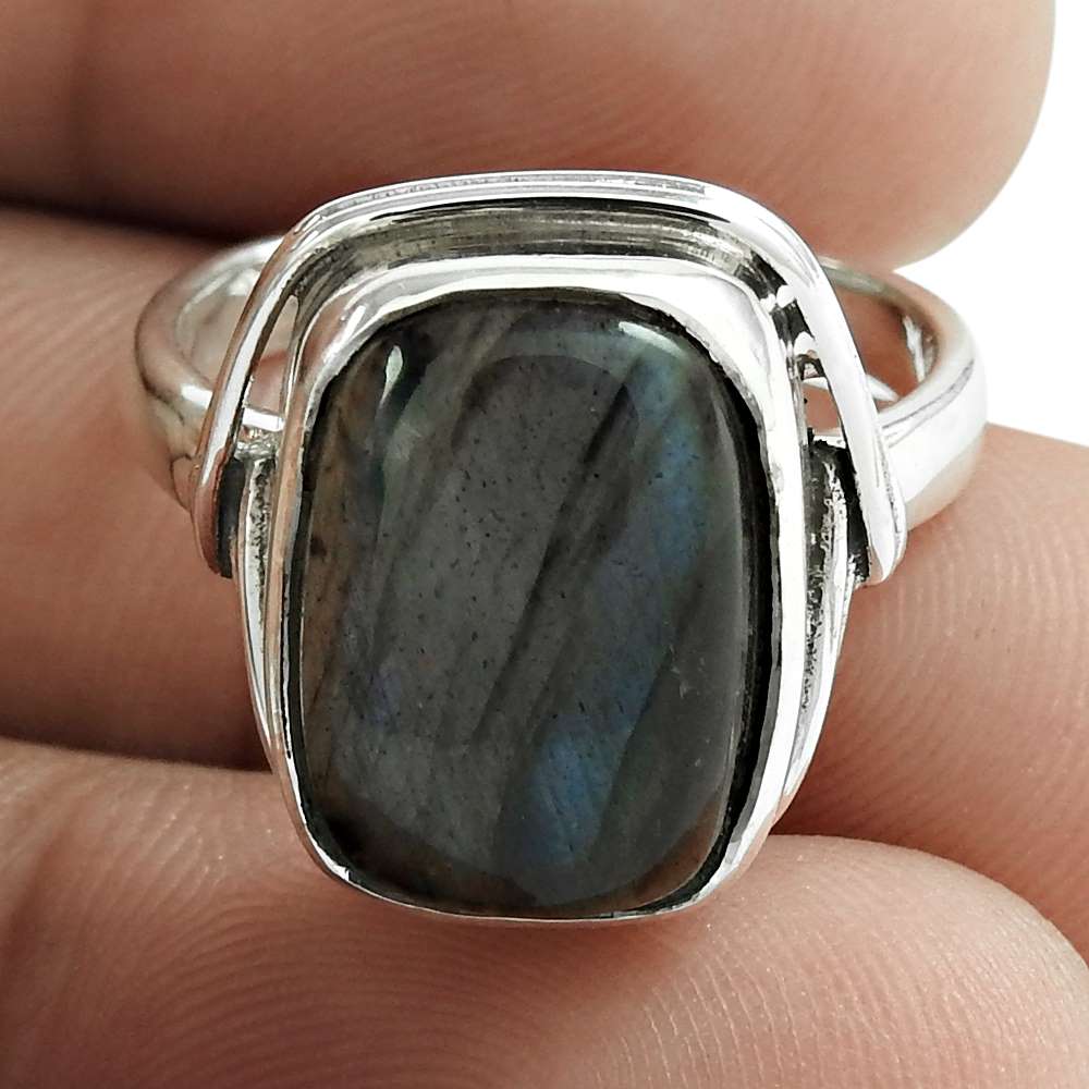 Labradorite Gemstone Ring 925 Sterling Silver Stylish Jewelry CB82