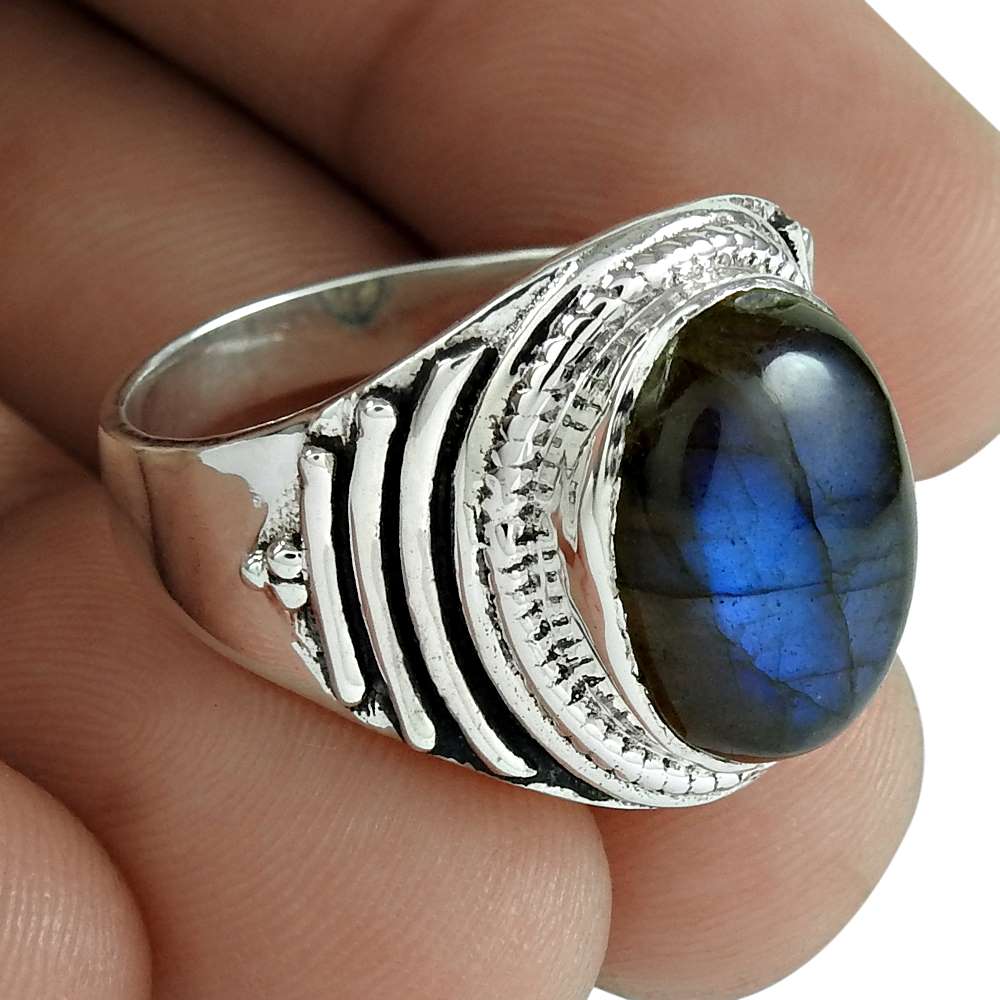 Labradorite Gemstone Ring 925 Sterling Silver Women Fashion Jewelry Fabricante