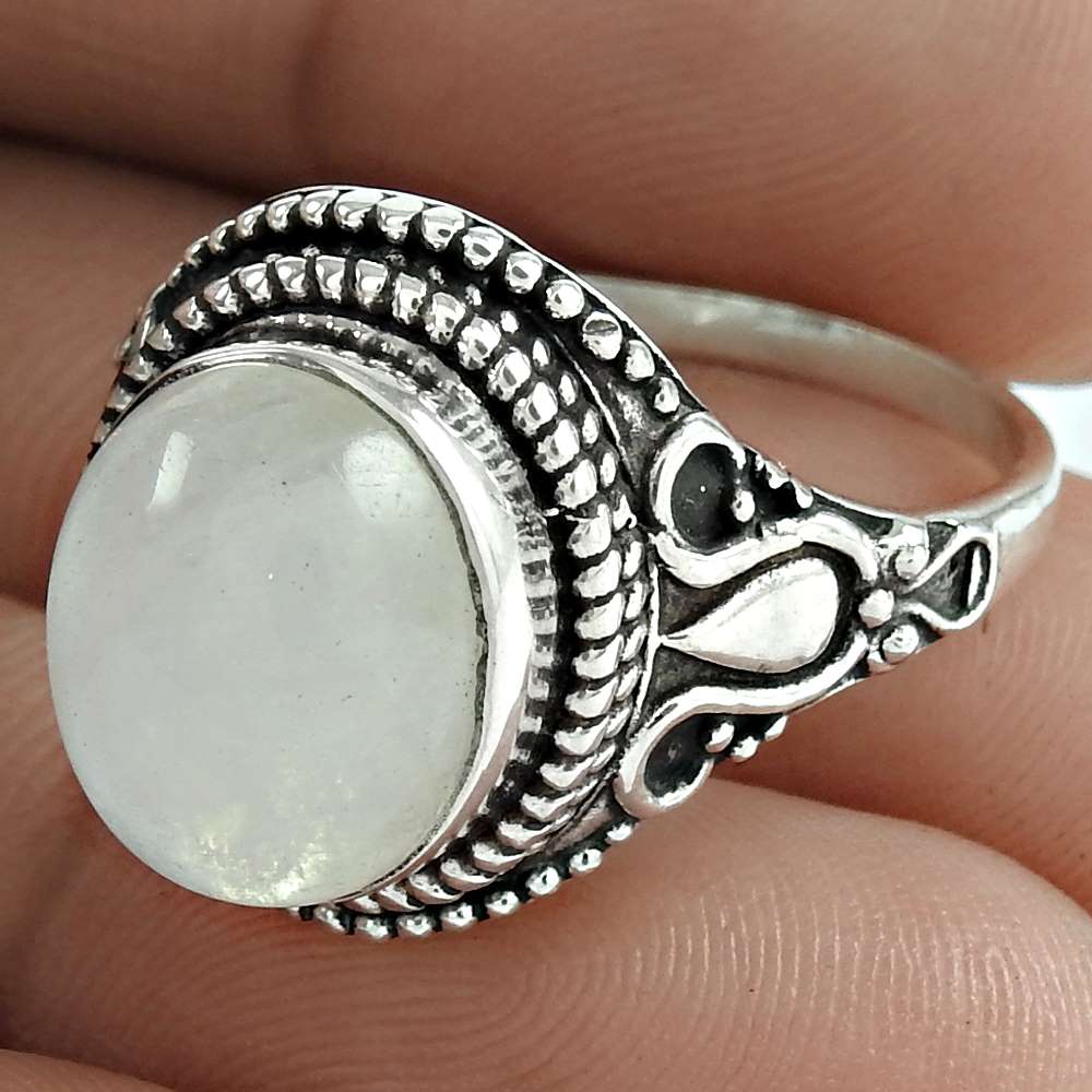 Rattling 925 Sterling Silver Rainbow Moonstone Ring Jewellery