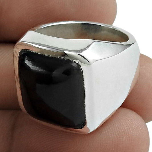 Woman Gift 925 Silver Natural Onyx Gemstone Cocktail Ring Size 6 B15