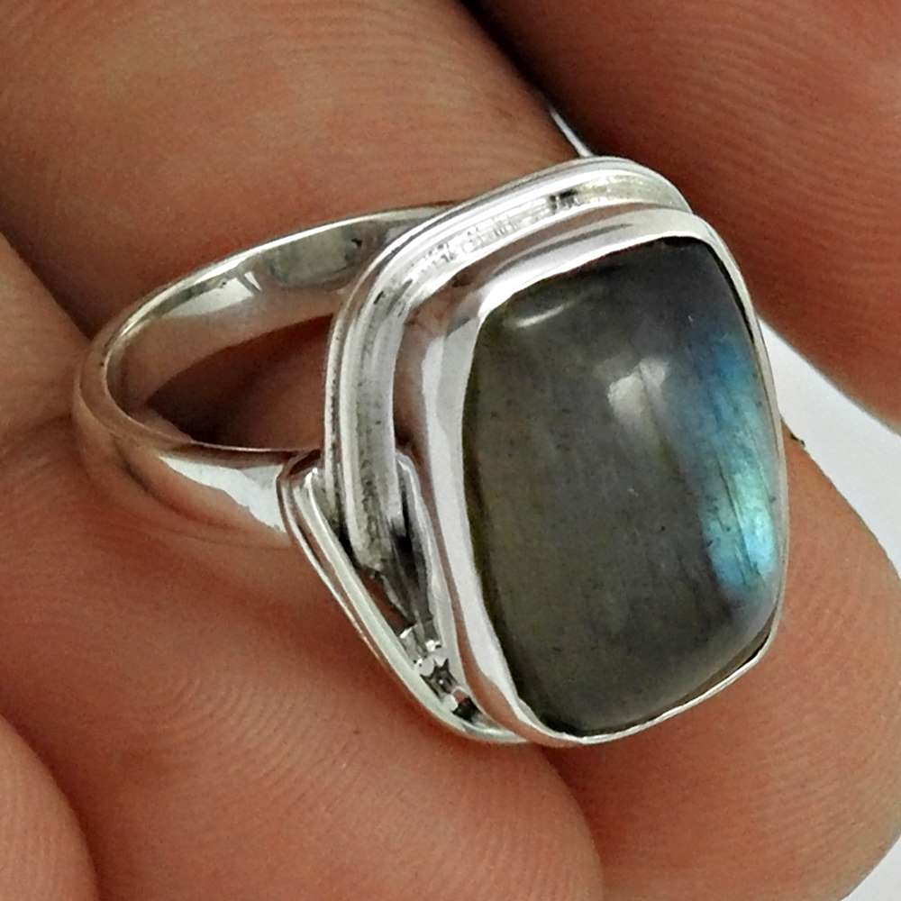 Labradorite Gemstone Ring 925 Sterling Silver Stylish Jewelry CB82