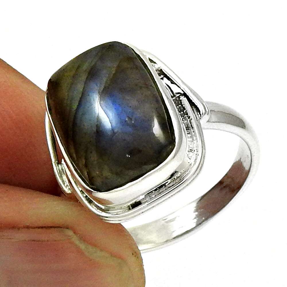 Labradorite Gemstone Ring 925 Sterling Silver Stylish Jewelry CB82