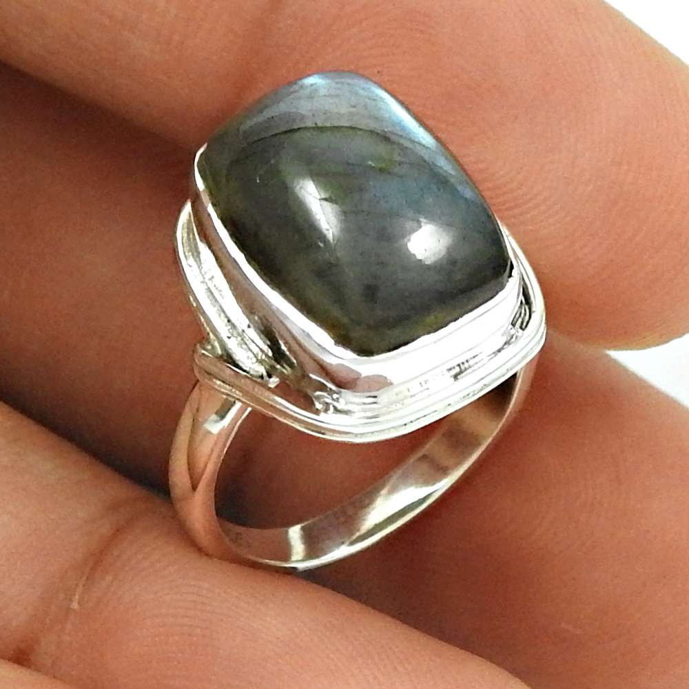 Labradorite Gemstone Ring 925 Sterling Silver Stylish Jewelry CB82