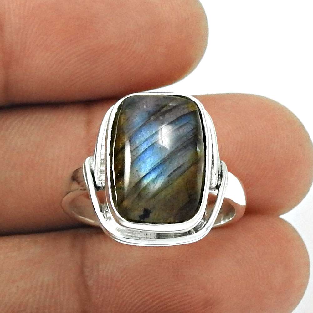 Labradorite Gemstone Ring 925 Sterling Silver Stylish Jewelry CB82