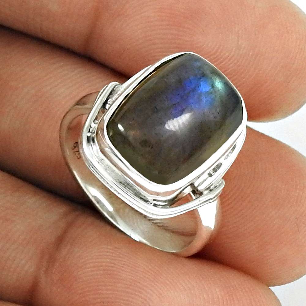 Labradorite Gemstone Ring 925 Sterling Silver Stylish Jewelry CB82