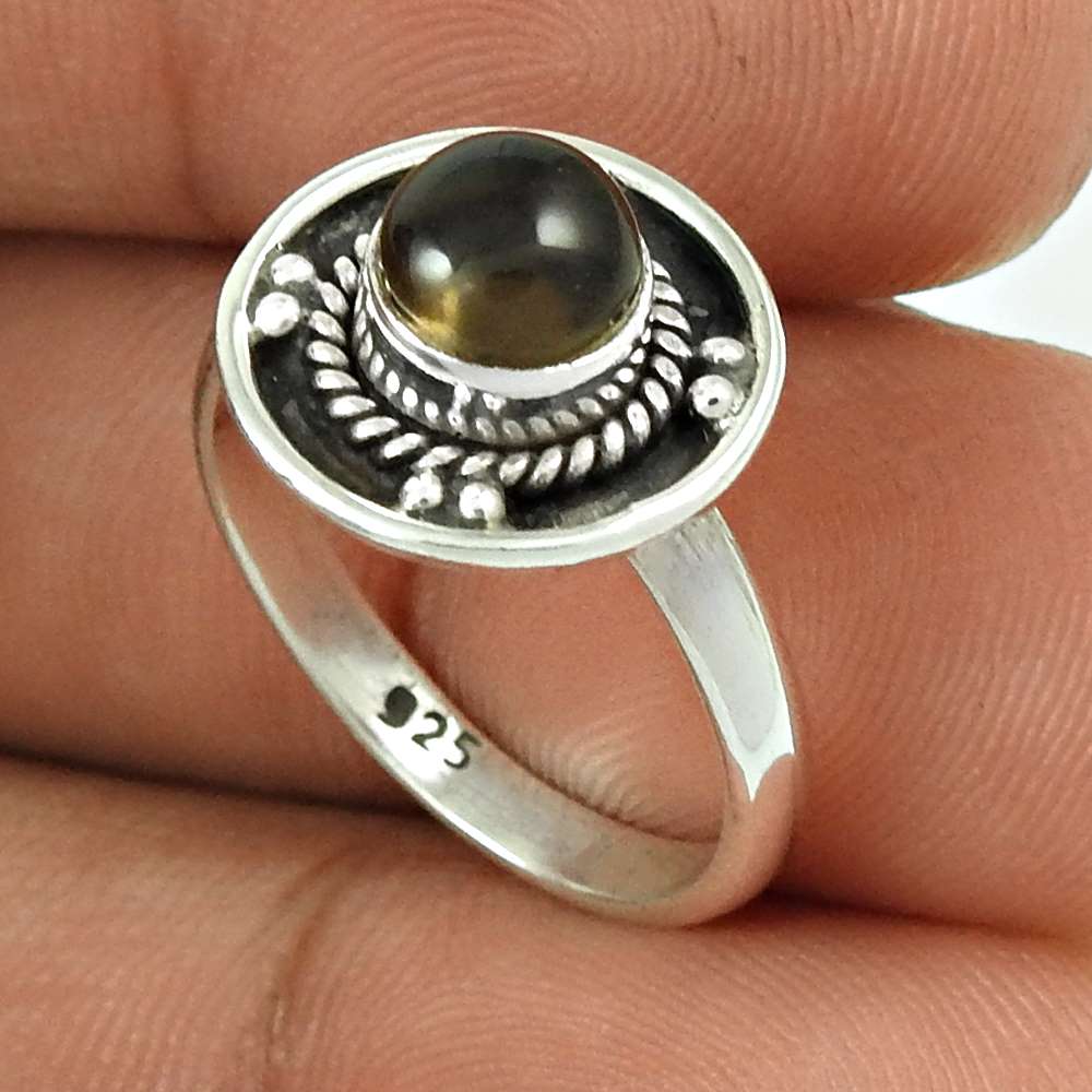 Chalcedony Gemstone Ring Size 8 925 Sterling Silver Vintage Jewelry SN23