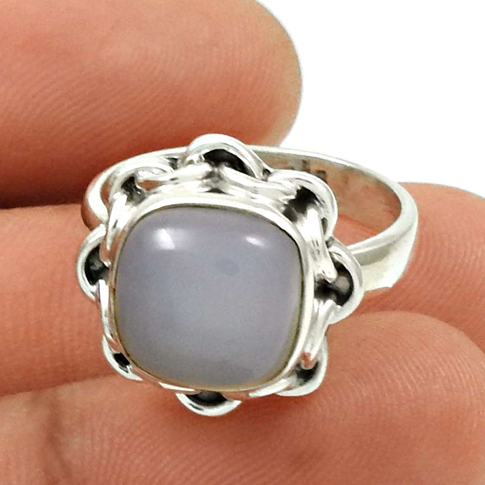 Natural CHALCEDONY HANDMADE Jewelry 925 Sterling Silver Ring Size 5 LL20