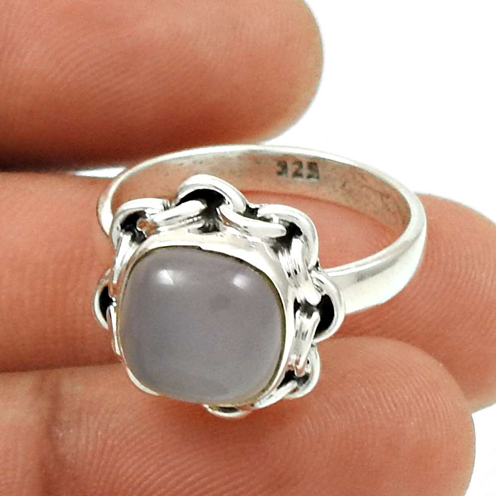 Natural CHALCEDONY HANDMADE Jewelry 925 Sterling Silver Ring Size 5 LL20