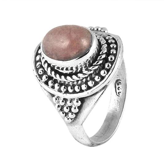 Natural Rhodonite Gemstone 925 Silver Cocktail Vintage Ring Size 6 For Girls B11