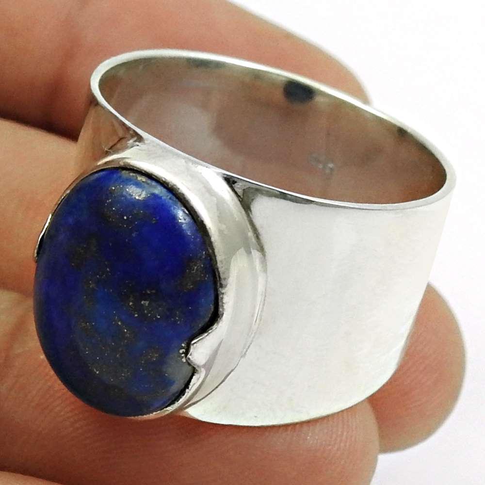 Lapis Lazuli Gemstone Ring 925 Sterling Silver Traditional Jewelry N19