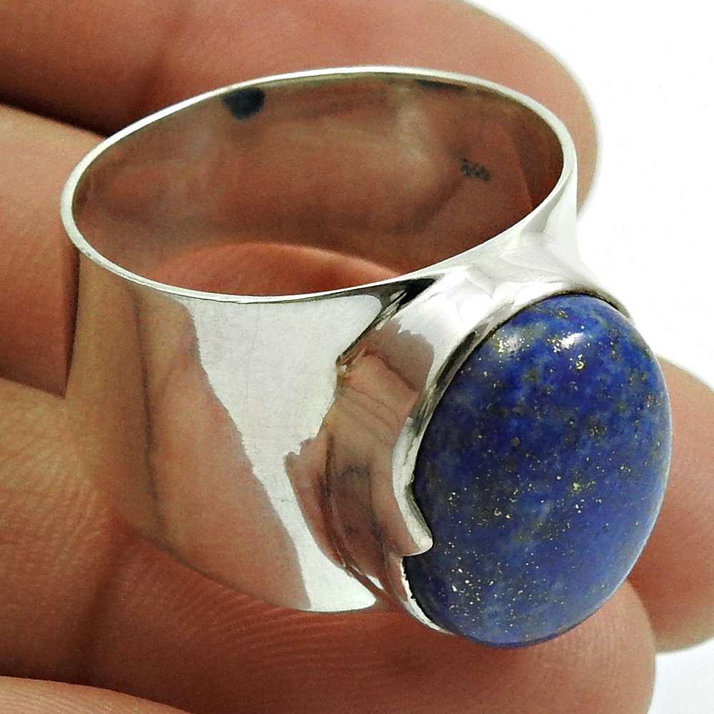 Lapis Lazuli Gemstone Ring 925 Sterling Silver Traditional Jewelry N19