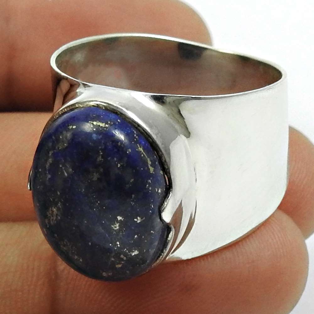 Lapis Lazuli Gemstone Ring 925 Sterling Silver Traditional Jewelry N19