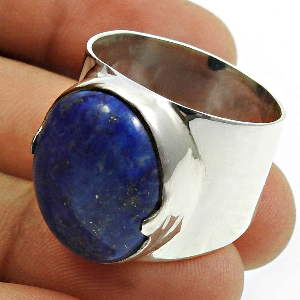 Lapis Lazuli Gemstone Ring 925 Sterling Silver Traditional Jewelry N19