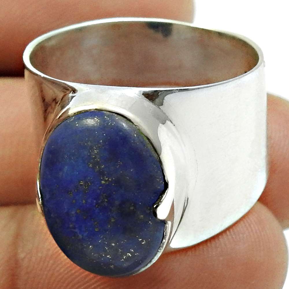 Lapis Lazuli Gemstone Ring 925 Sterling Silver Traditional Jewelry N19