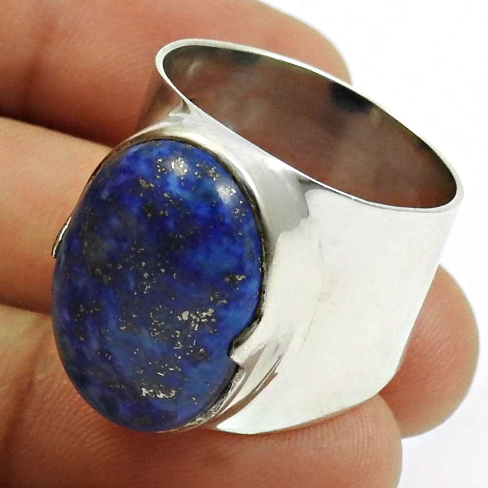 Lapis Lazuli Gemstone Ring 925 Sterling Silver Traditional Jewelry N19