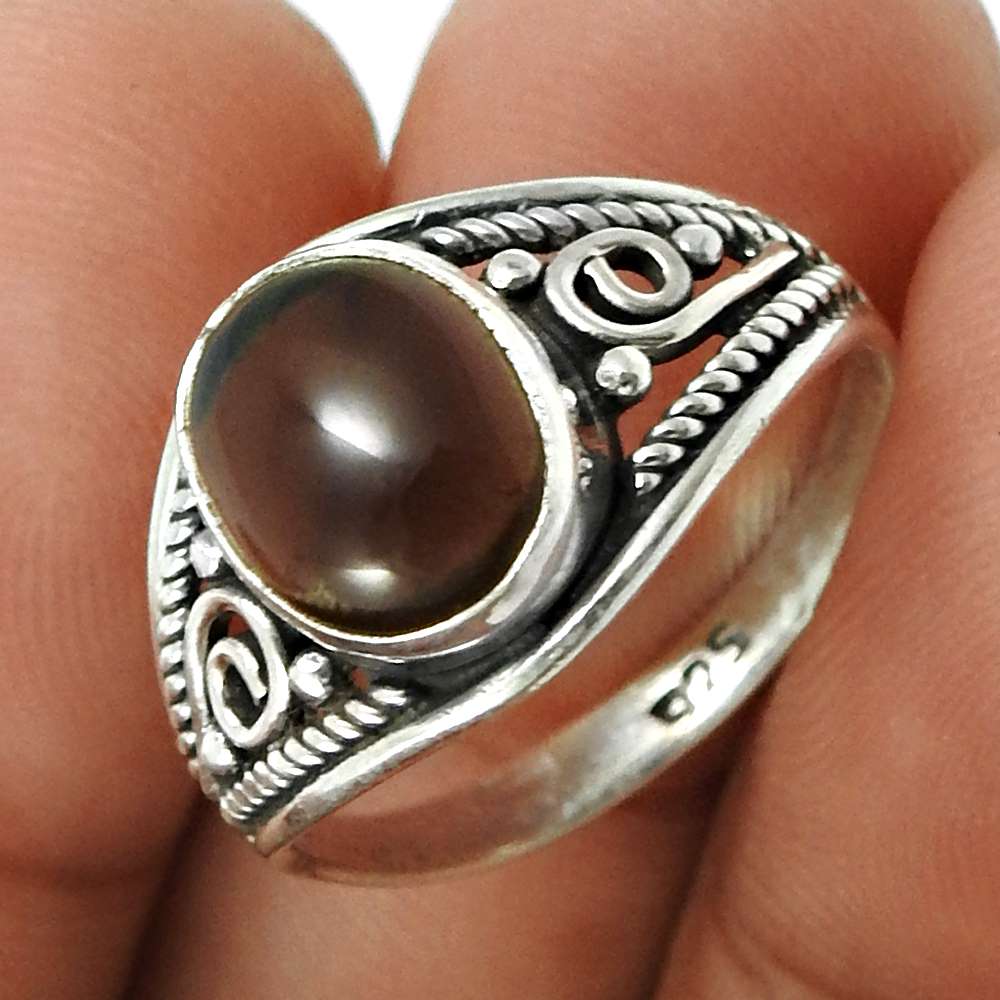 Chalcedony Gemstone Ring 925 Sterling Silver Handmade Indian Jewelry T26