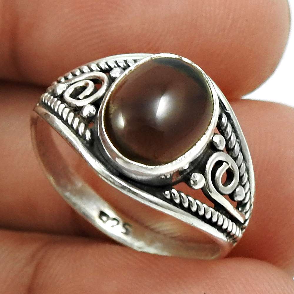 Chalcedony Gemstone Ring 925 Sterling Silver Handmade Indian Jewelry T26