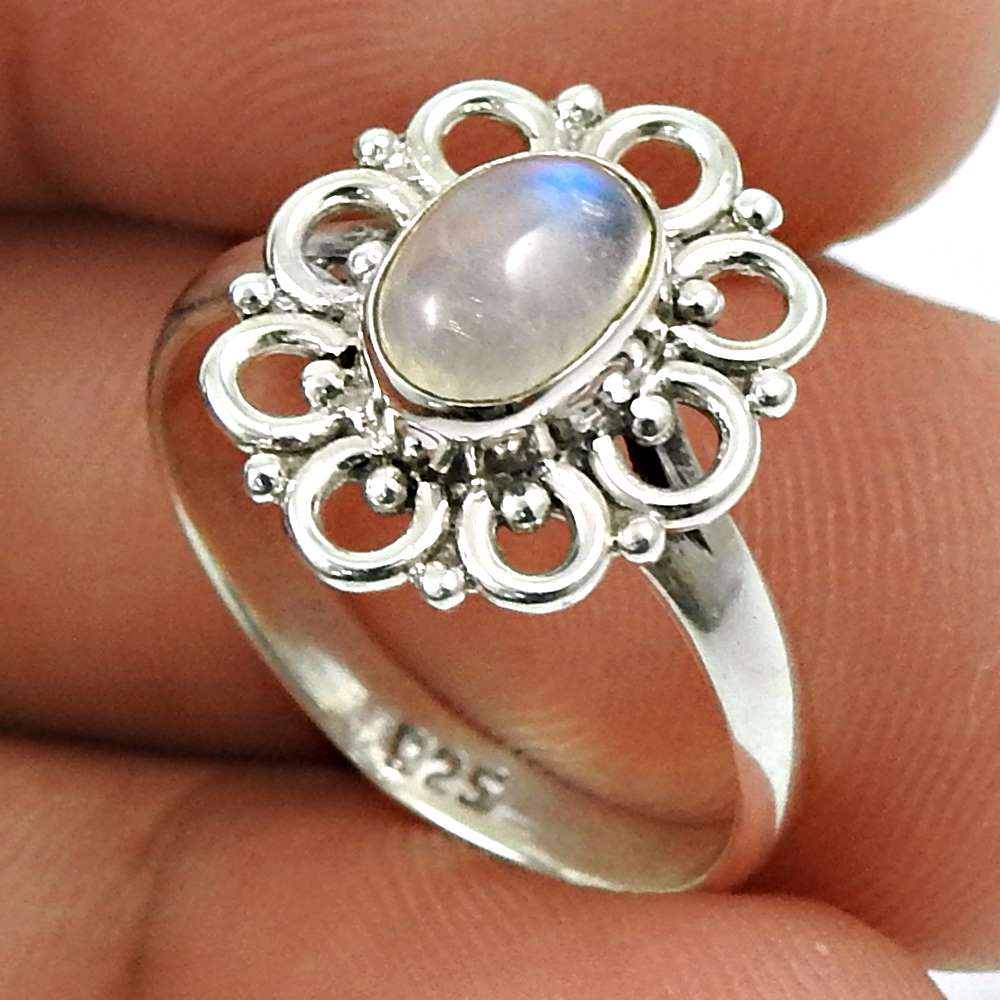 Larimar Gemstone Ring 925 Sterling Silver Vintage Jewelry O32