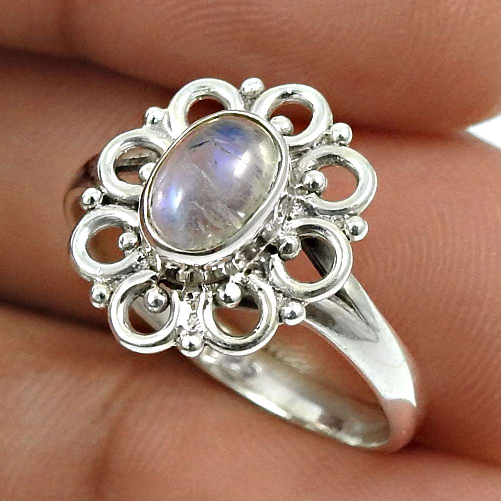 Larimar Gemstone Ring 925 Sterling Silver Vintage Jewelry O32