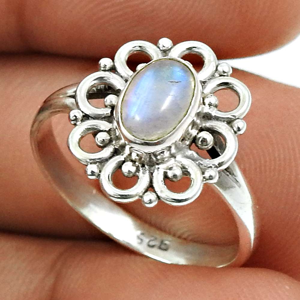 Larimar Gemstone Ring 925 Sterling Silver Vintage Jewelry O32