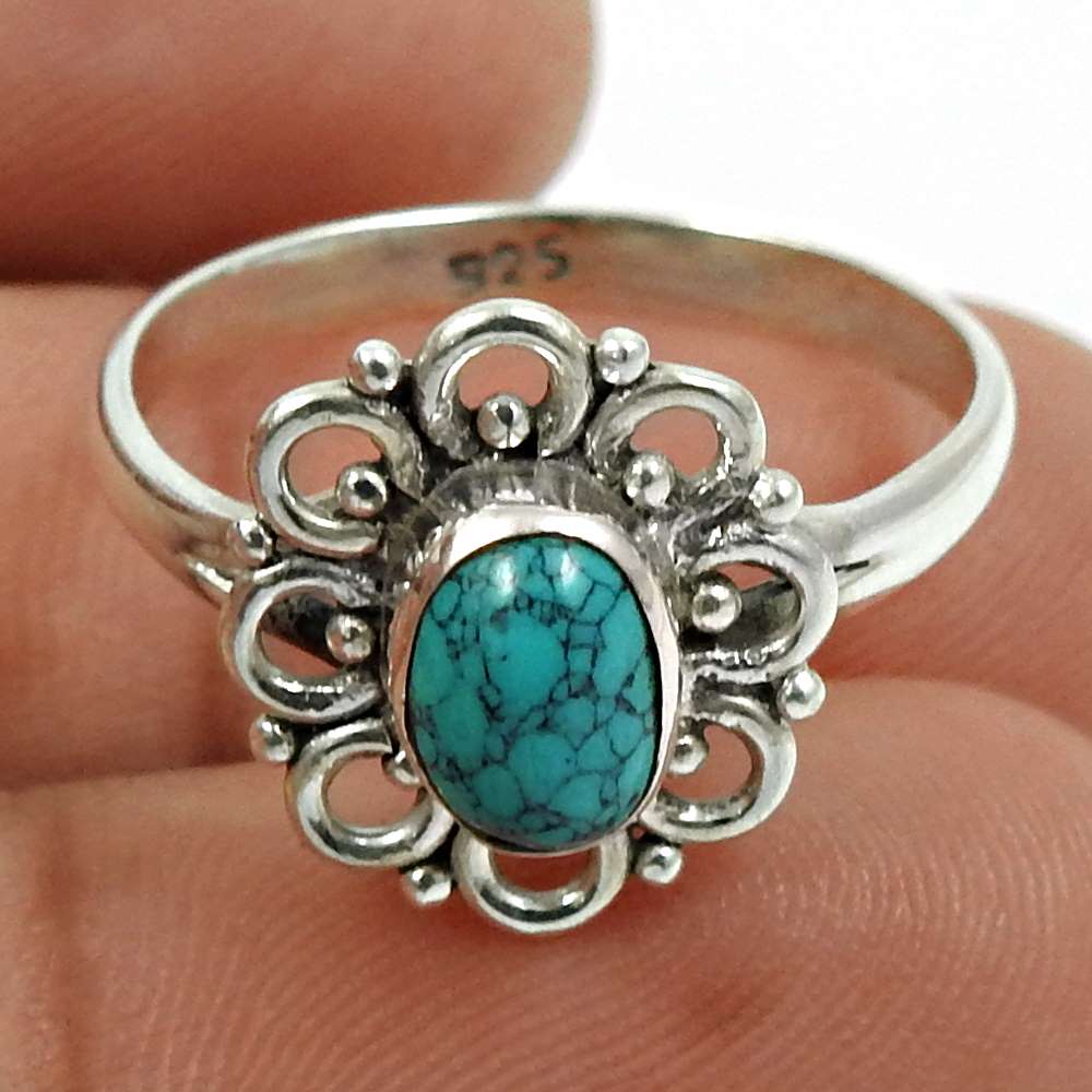 Larimar Gemstone Ring 925 Sterling Silver Vintage Jewelry O32