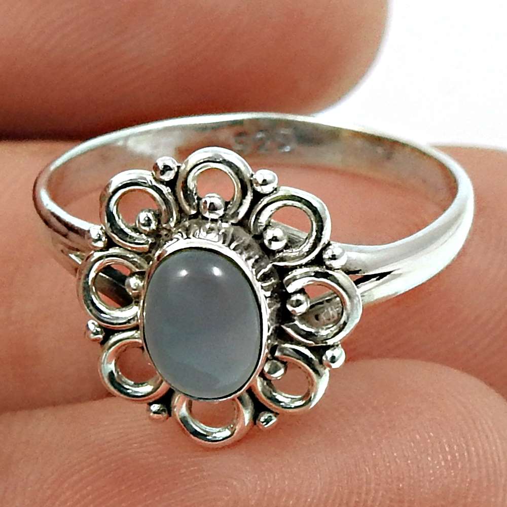 Larimar Gemstone Ring 925 Sterling Silver Vintage Jewelry O32