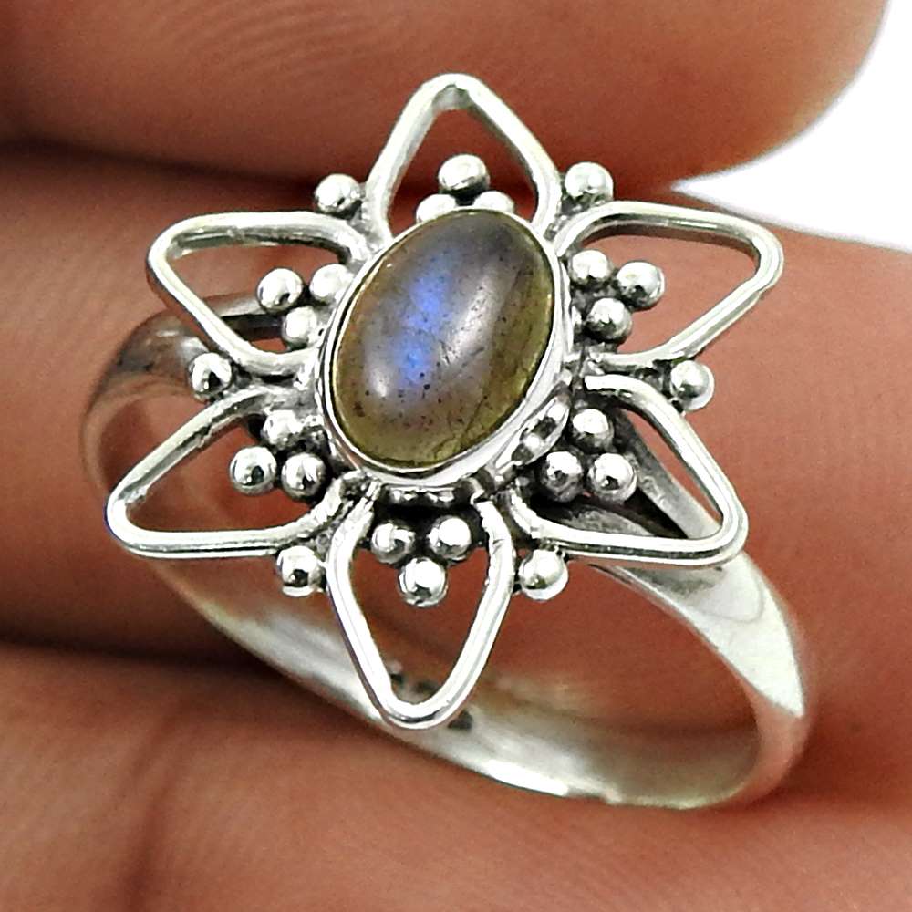 Labradorite Gemstone Ring 925 Sterling Silver Handmade Jewelry Y33