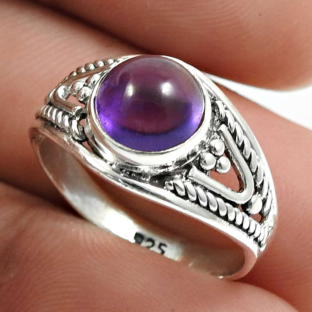 Amethyst Gemstone Ring Size 6 925 Sterling Silver Jewelry W41