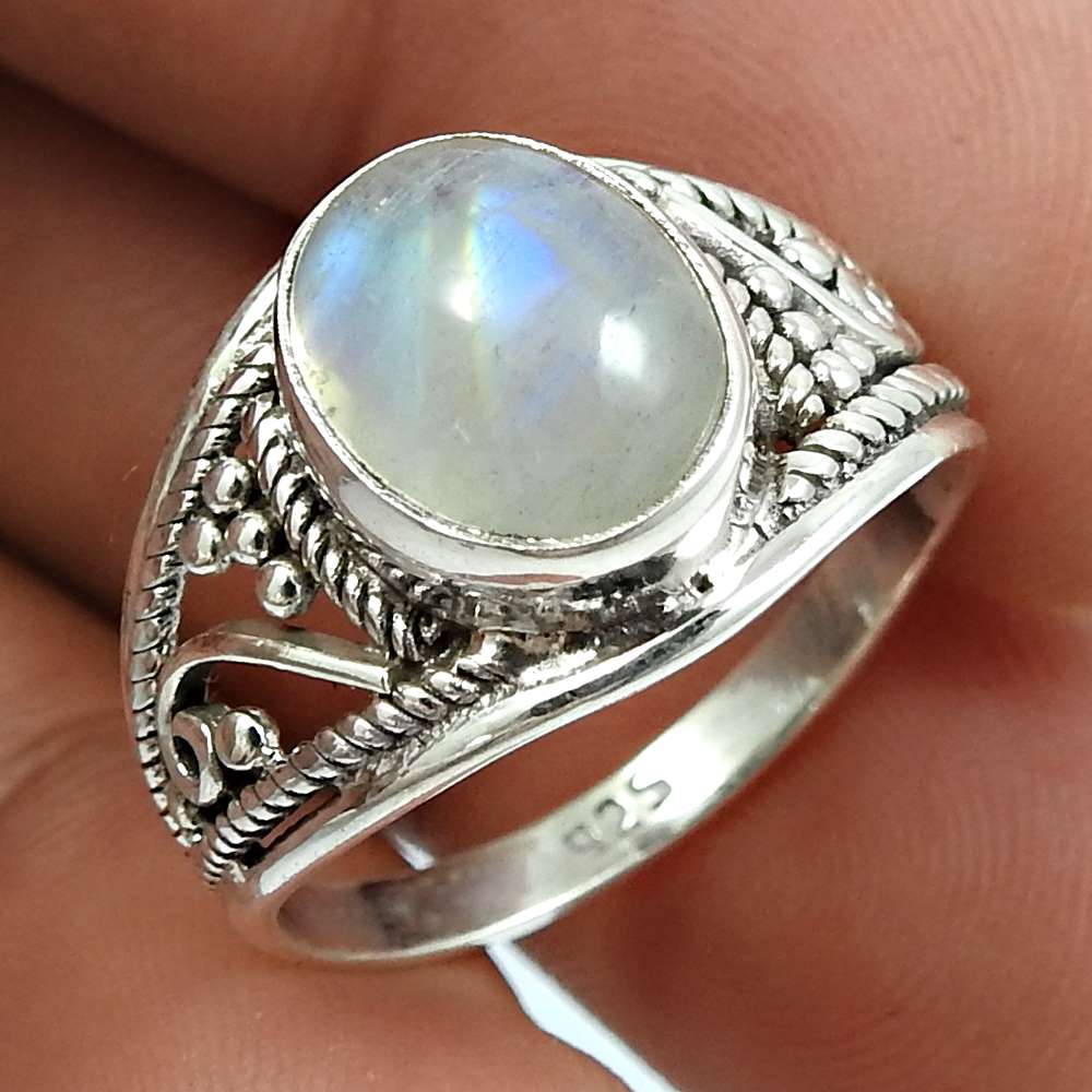 Larimar Gemstone Ring 925 Sterling Silver Indian Jewelry V42