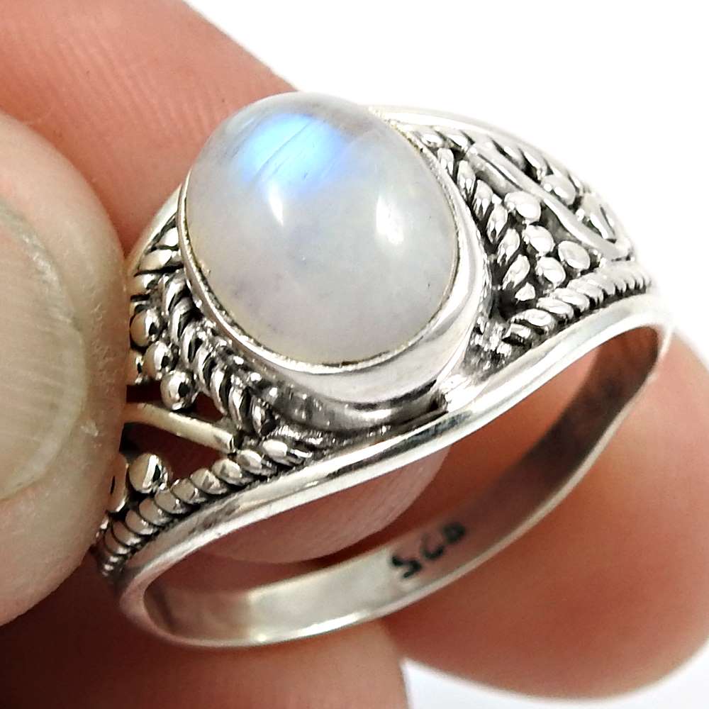 Larimar Gemstone Ring 925 Sterling Silver Indian Jewelry V42