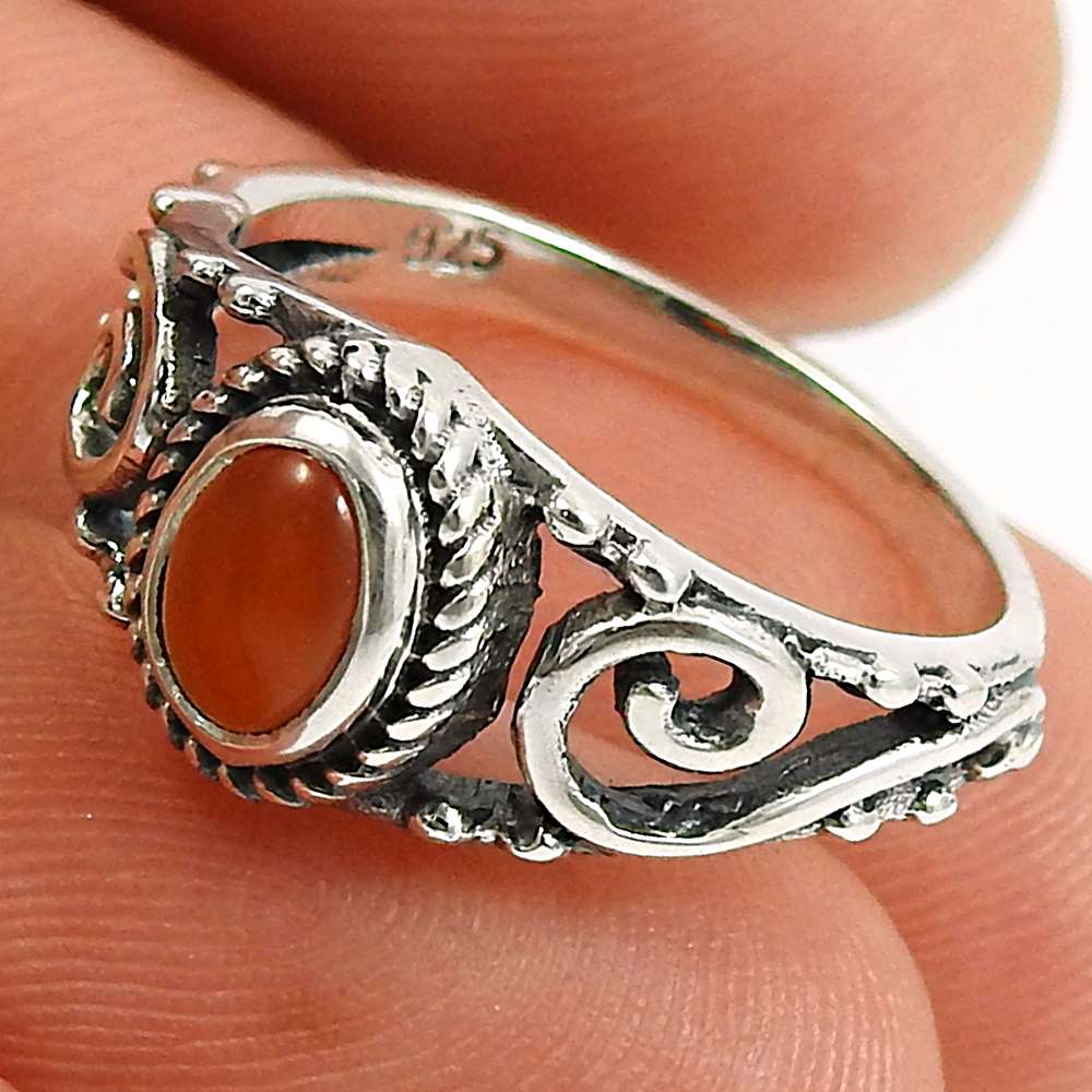 Rainbow Moonstone Gemstone Ring 925 Sterling Silver Stylish Jewelry Q1