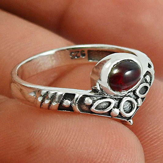 Garnet Gemstone Ring 925 Sterling Silver Traditional Jewelry L51