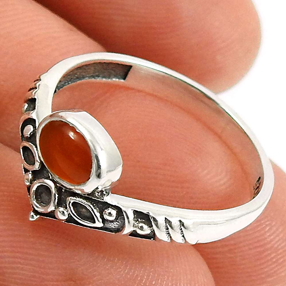 Garnet Gemstone Ring 925 Sterling Silver Traditional Jewelry L51