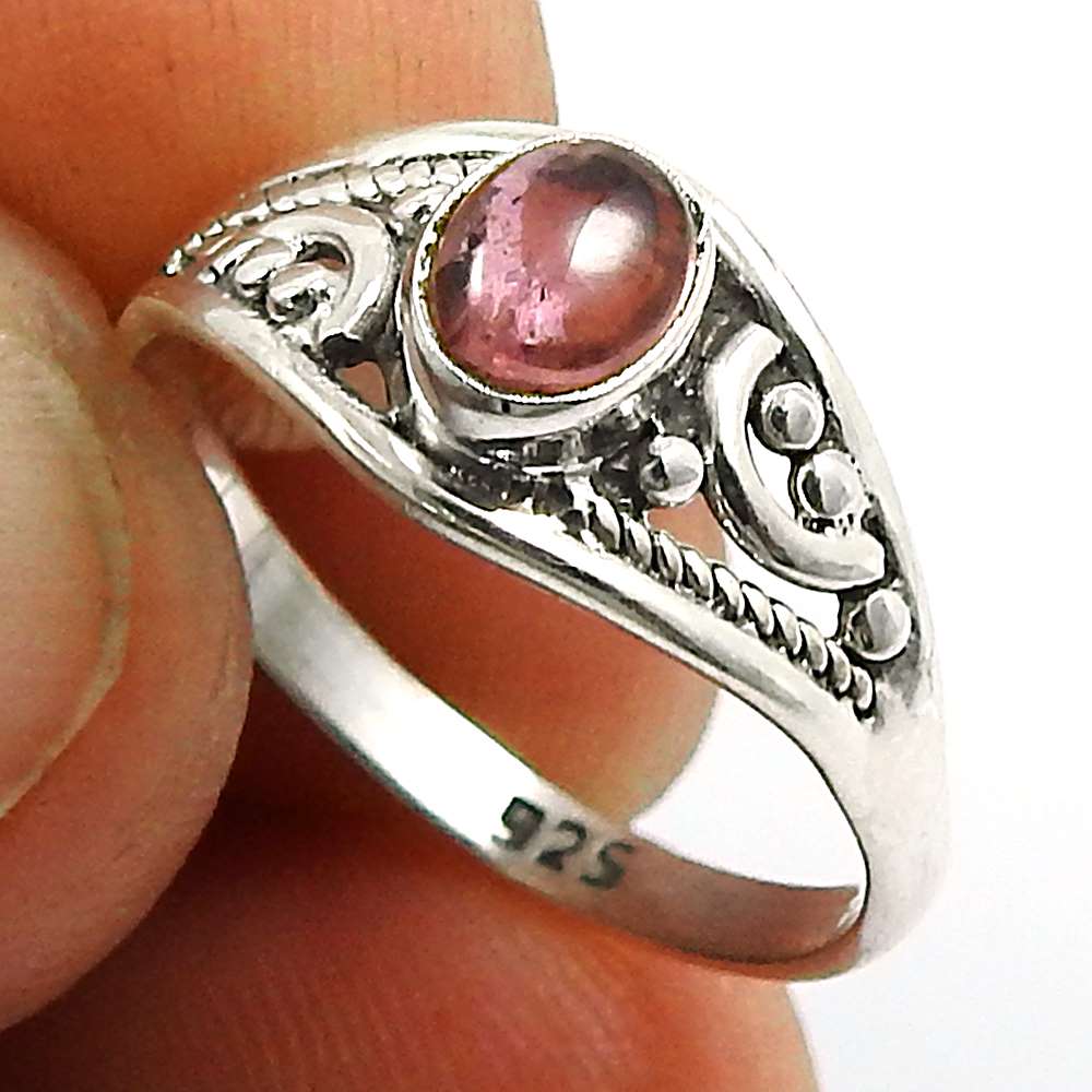 Tourmaline Gemstone Ring 925 Sterling Silver Handmade Indian Jewelry X57