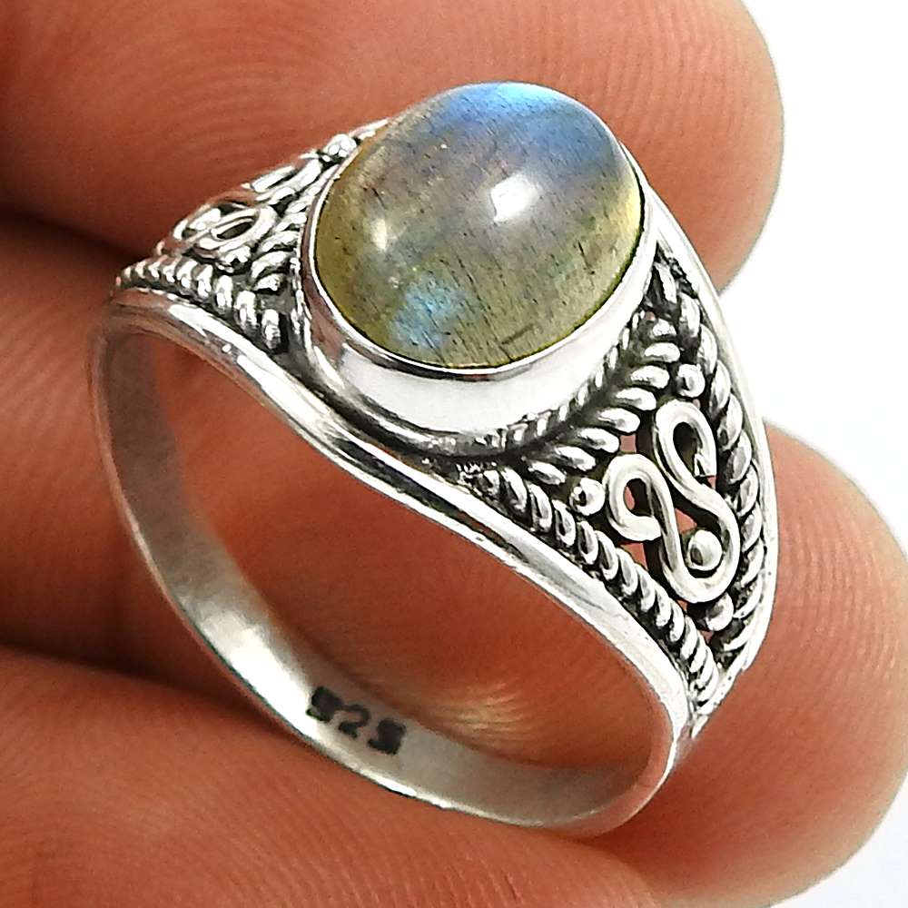Lapis Gemstone Ring 925 Sterling Silver Ethnic Jewelry A63