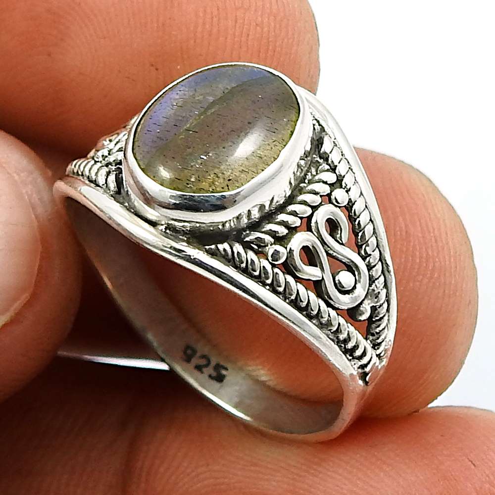 Lapis Gemstone Ring 925 Sterling Silver Ethnic Jewelry A63