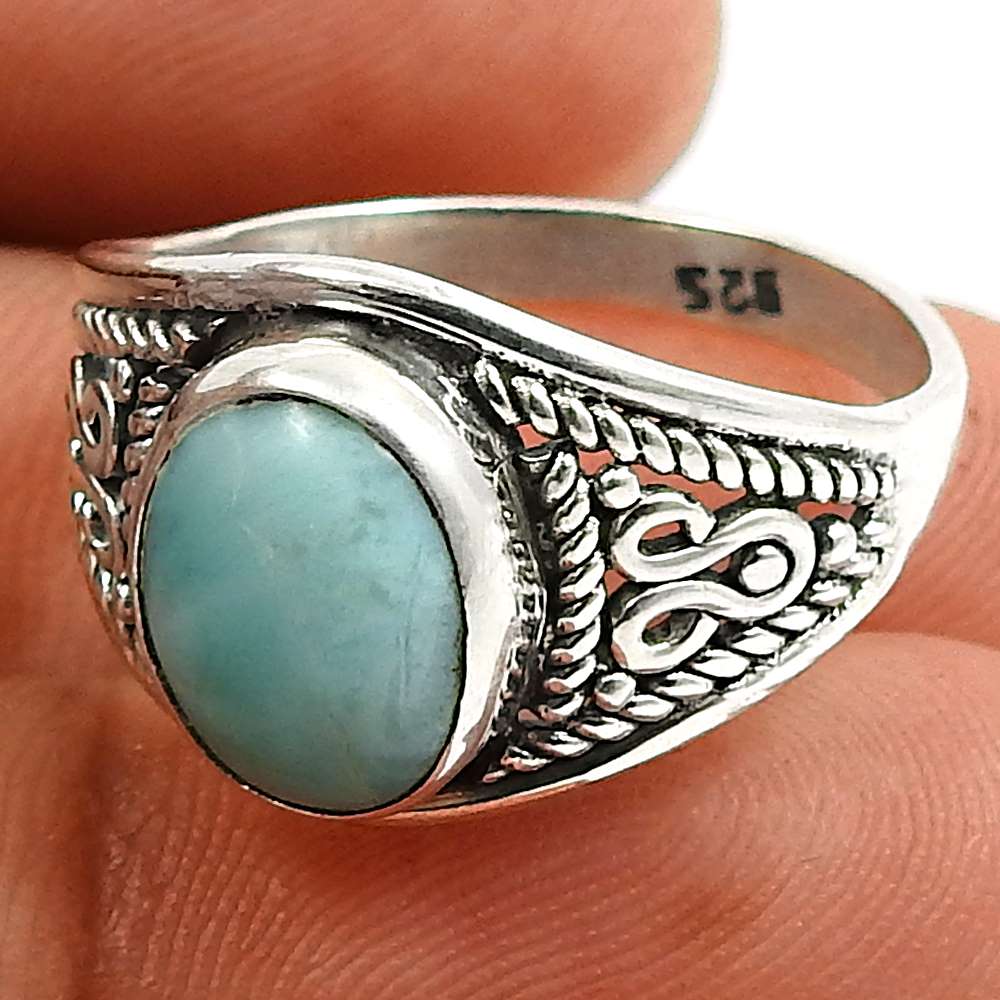 Lapis Gemstone Ring 925 Sterling Silver Ethnic Jewelry A63