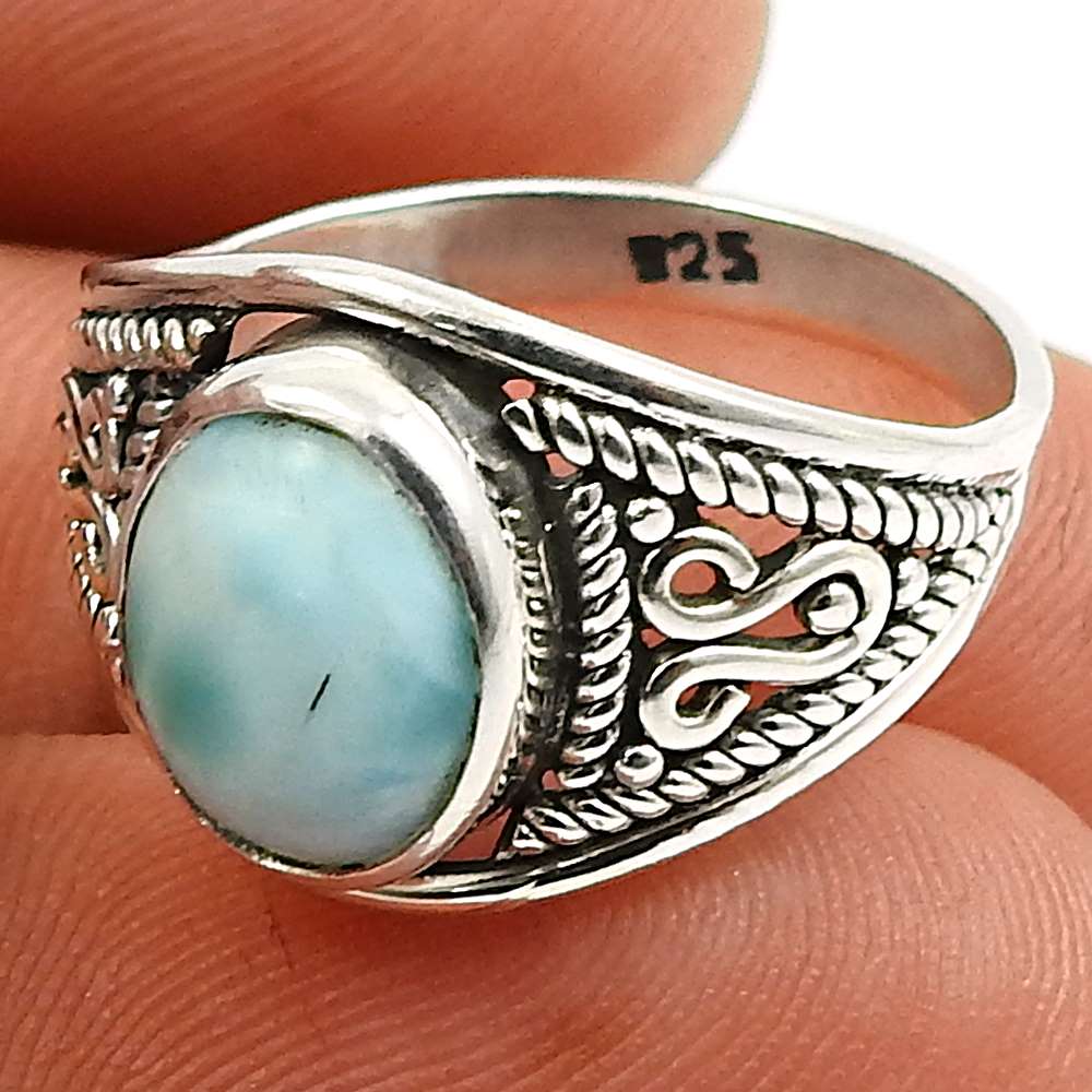 Lapis Gemstone Ring 925 Sterling Silver Ethnic Jewelry A63