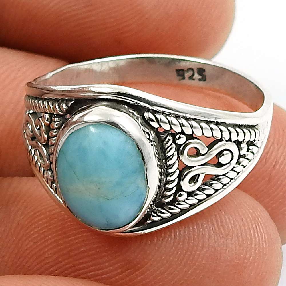 Lapis Gemstone Ring 925 Sterling Silver Ethnic Jewelry A63