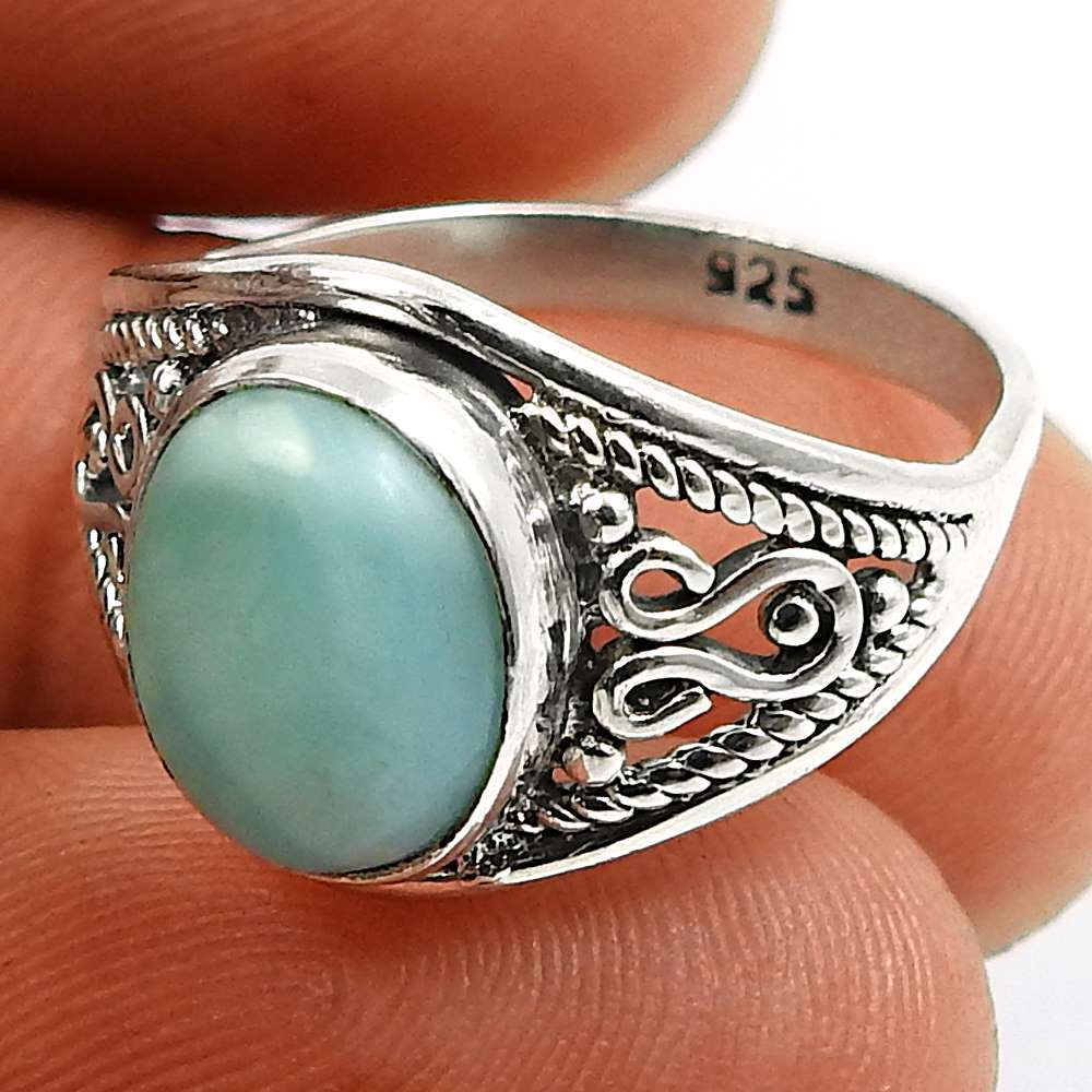 Lapis Gemstone Ring 925 Sterling Silver Ethnic Jewelry A63