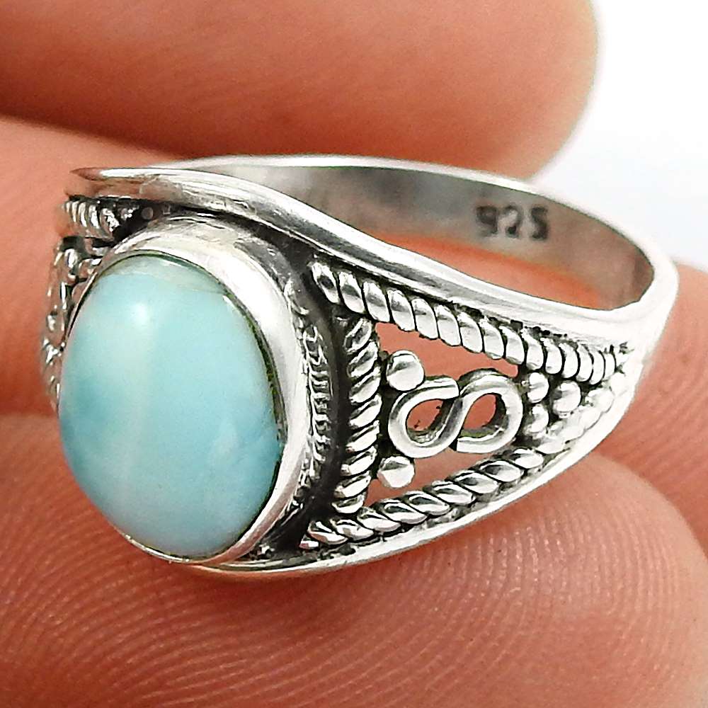 Turquoise Gemstone Ring 925 Sterling Silver Ethnic Jewelry U63