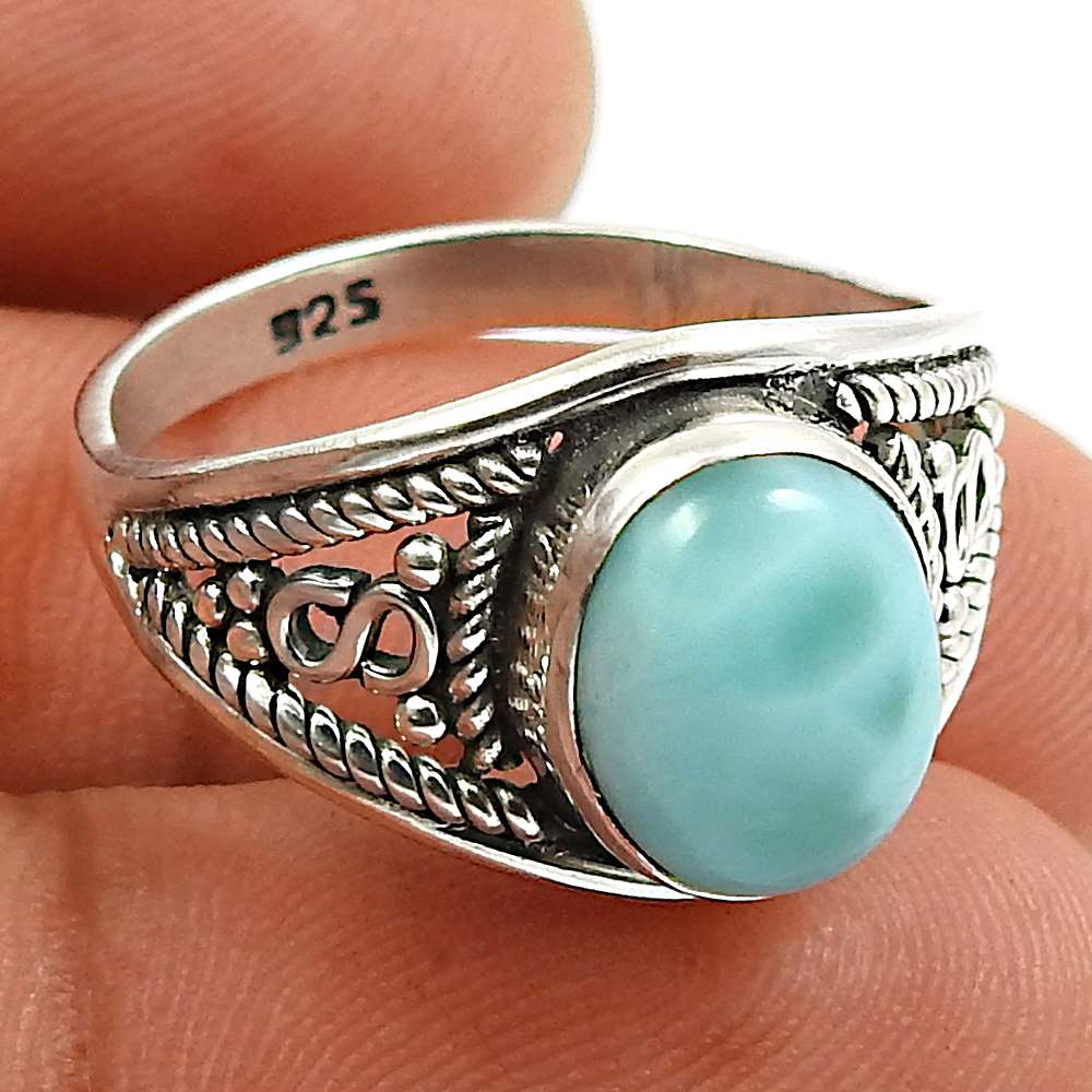 Turquoise Gemstone Ring 925 Sterling Silver Ethnic Jewelry U63