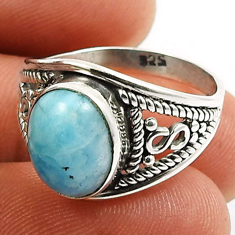 Turquoise Gemstone Ring 925 Sterling Silver Ethnic Jewelry U63