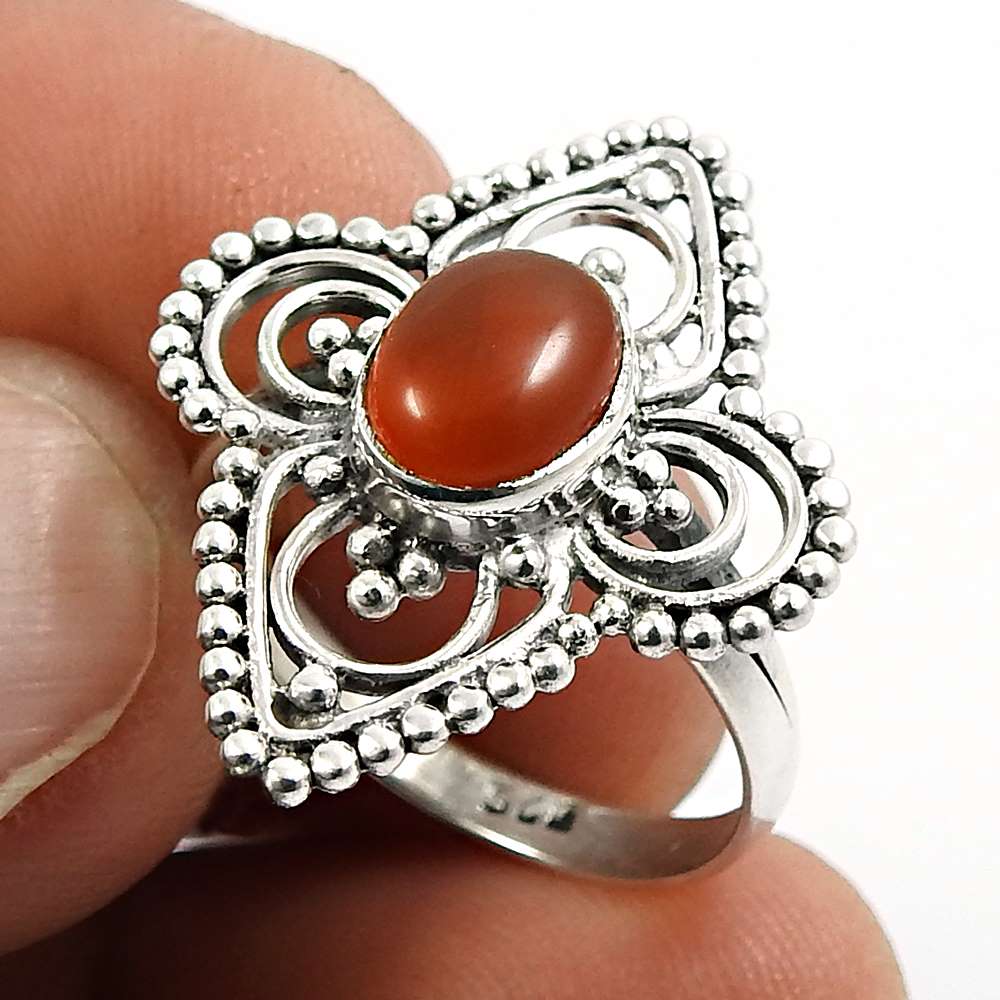 Garnet Gemstone Artisan Ring 925 Sterling Silver Vintage Look Jewelry Z64