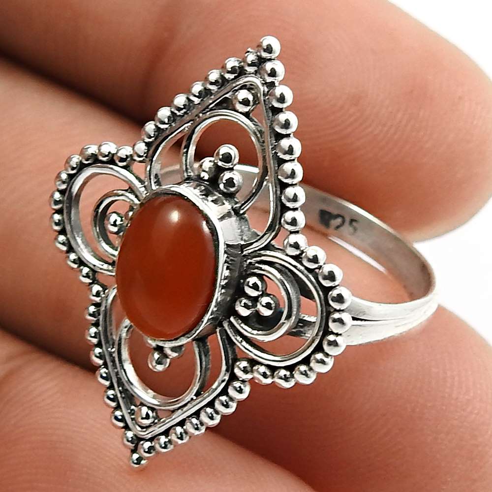 Garnet Gemstone Artisan Ring 925 Sterling Silver Vintage Look Jewelry Z64